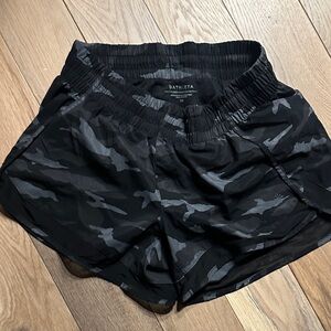 Athleta Black & Charcoal Camo Workout Shorts